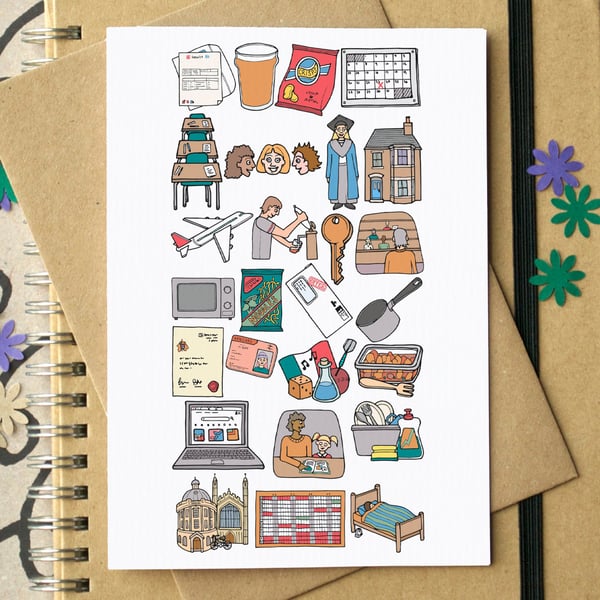 Starting University Alphabet Greetings Card