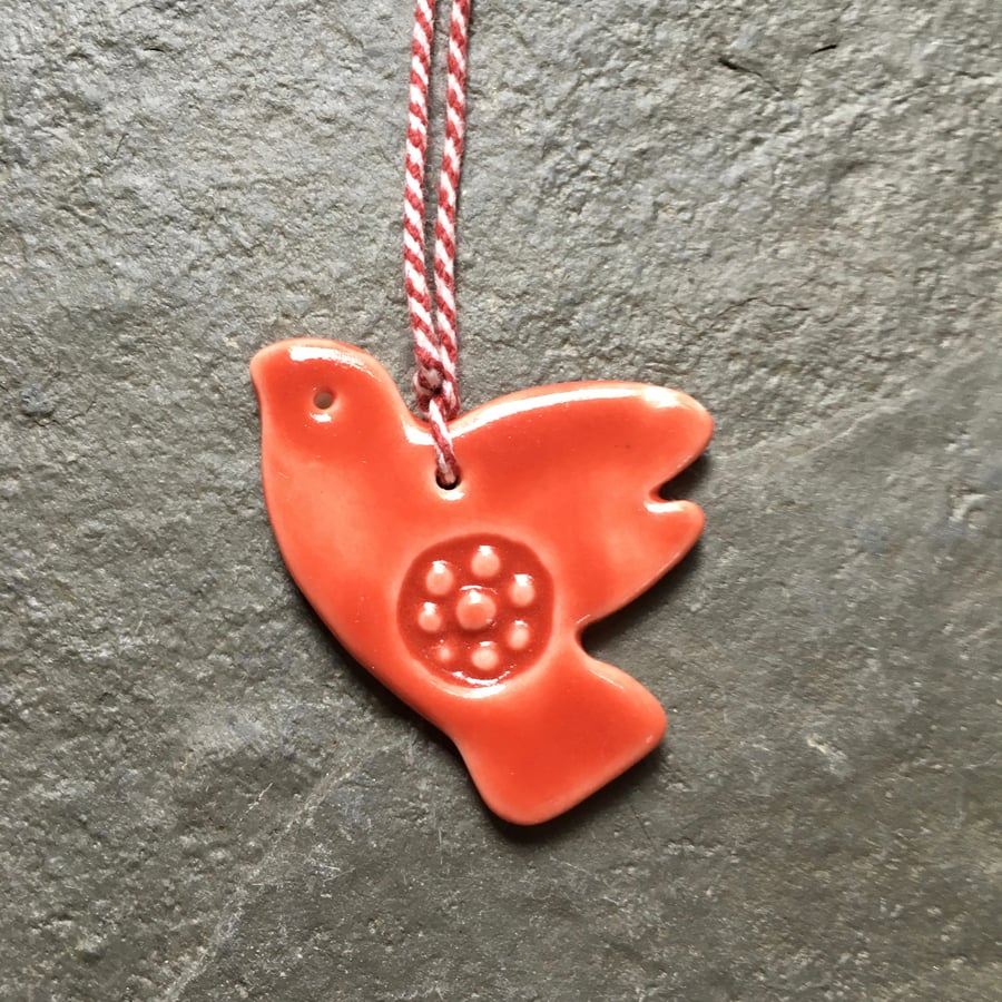 Valentines Day Red porcelain dove, wedding favour, decoration,The Jewellery Boat