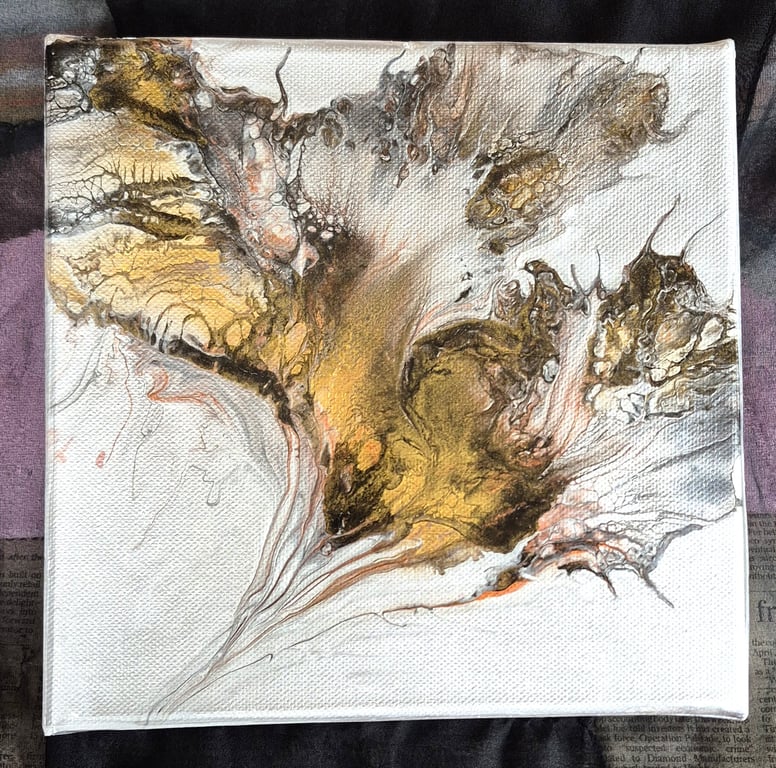 Acrylic fluid art painting, Resin coated