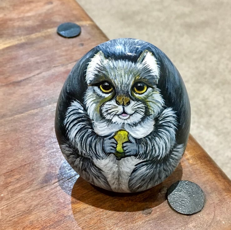 Squirrel hand painted pebble garden rock art wi... - Folksy