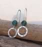 Hoops, Sterling silver dangle hoop earring, lemon jade and green moss agate hoop - Image 5