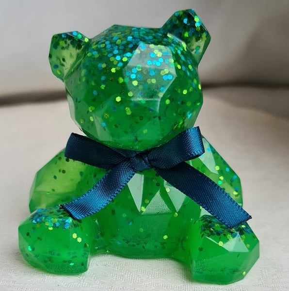 Gorgeous Glowy Green Resin Bear - Keepsake Gift.