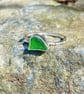 Kelly Green Sea Glass and Hammered Sterling Silver Ring - Size U.5- 1366 - Image 3