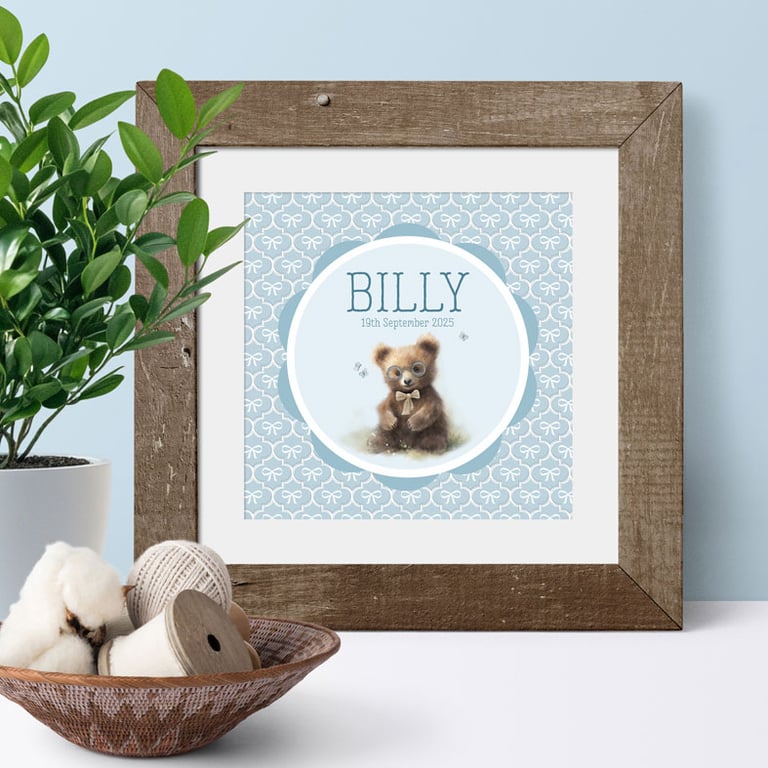 Little Bear Personalised Nursery Print - for boys or girls