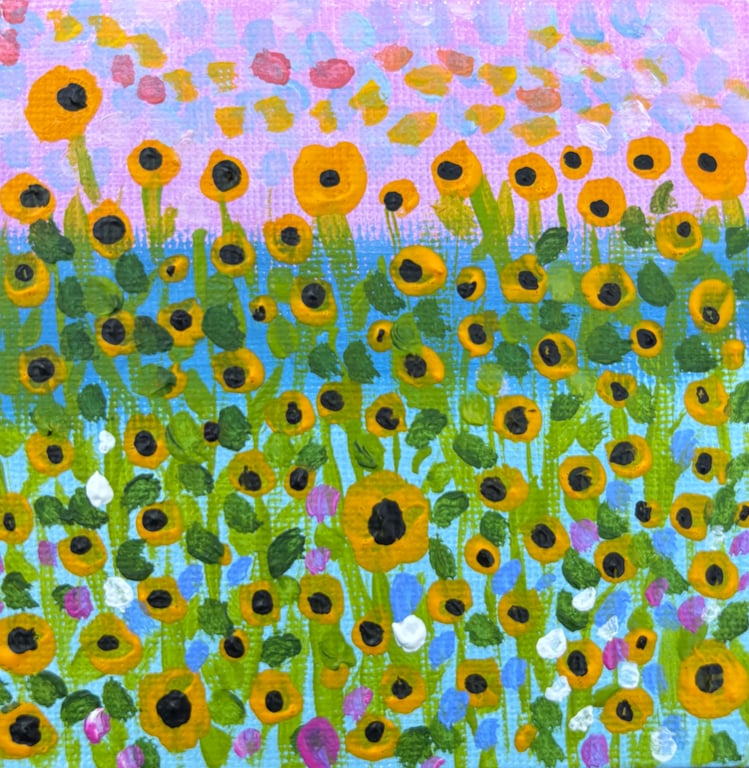 Field of Sunflowers Mini Original Painting