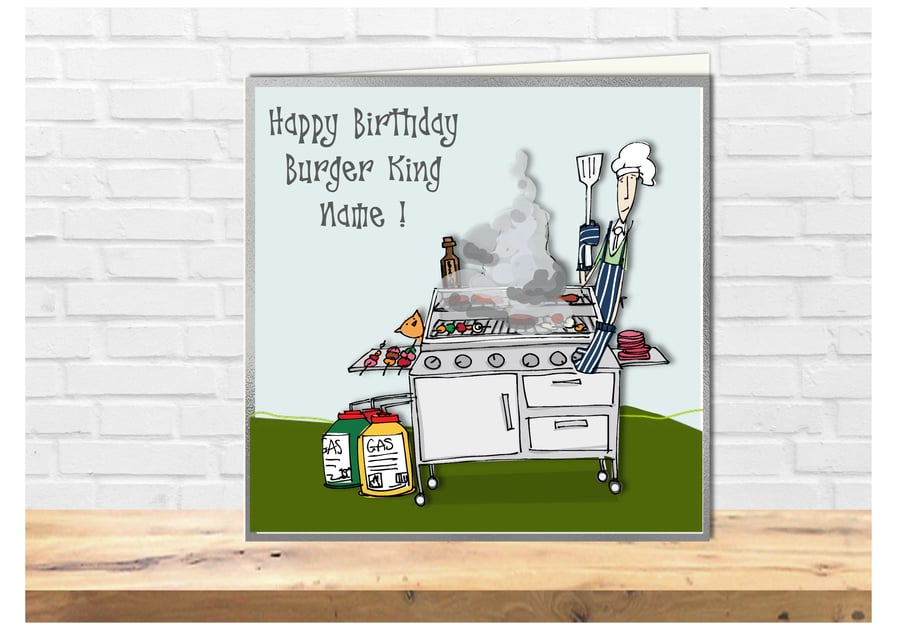 Funny Cartoon Bloke Happy Birthday Burger King card