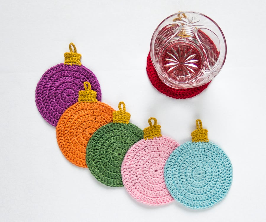 Christmas Bauble Coaster Set.