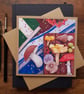 Mushrooms, rowan and crab apple, handmade blank card, from original artwork