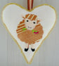 Sheep: Embroidered Felt Heart Decoration 16cm