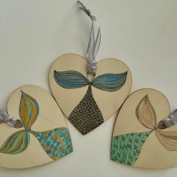 A Trio of Mermaid Tails Hanging Decorations 