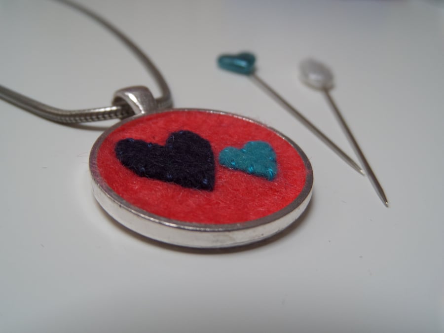 Round 'With Love' Hand Stitched Pendant 