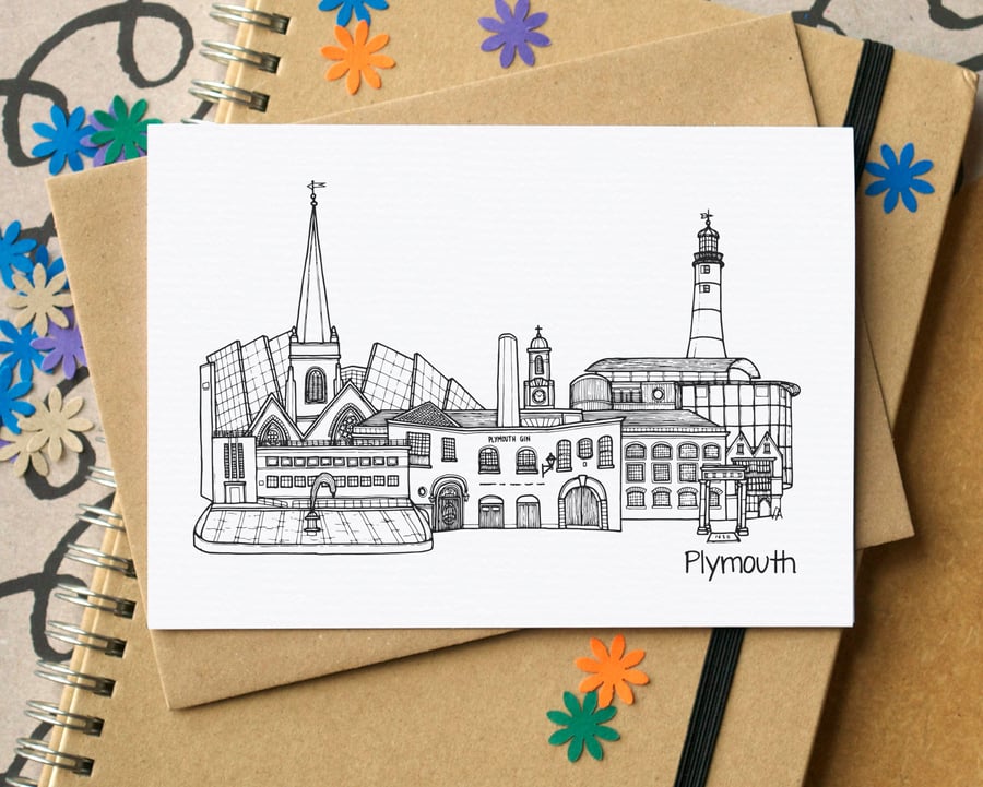 Plymouth Skyline Greetings Card