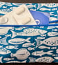 Small zipped purse - white fish on mid blue - Image 6