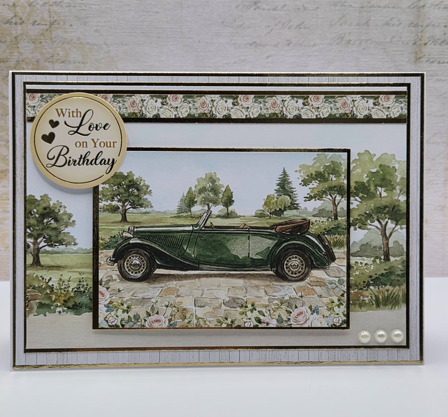 Handmade Birthday Card Classic Car Birthday Card Birthday Card for Him