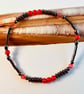 Red Bamboo Coral & Hematite Bracelet With Swarovski Crystals - Handmade In Devon - Image 7