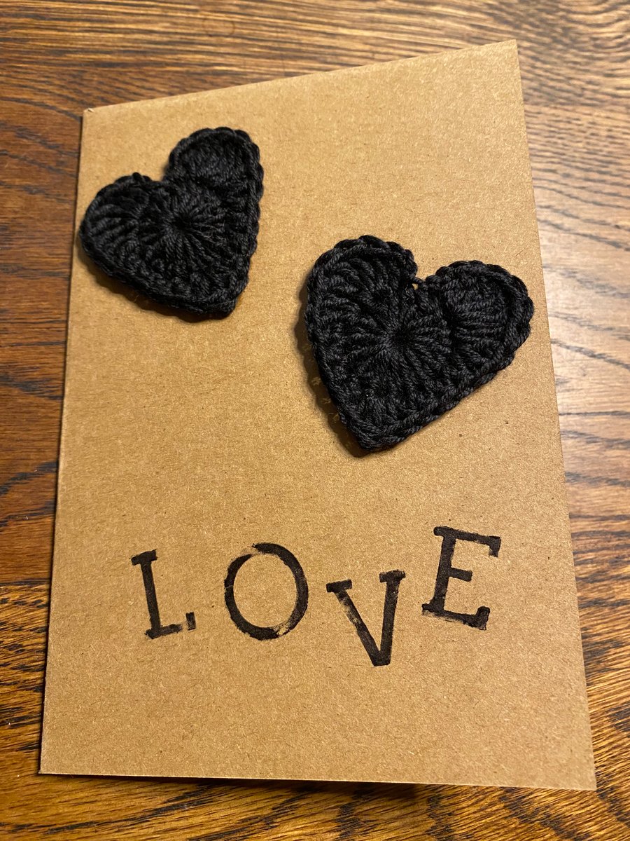 Handmade crochet heart A6 “Love” greeting card