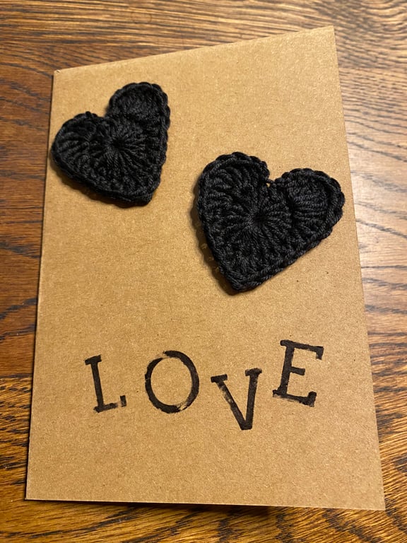 Handmade crochet heart A6 “Love” greeting card