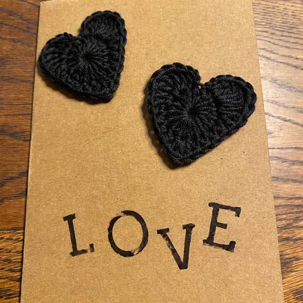 Handmade crochet heart A6 “Love” greeting card
