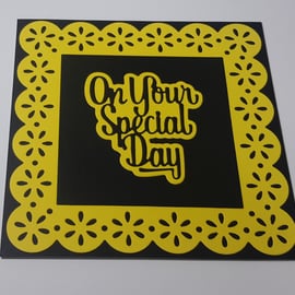 On Your Special Day Greeting Card - Black and Yellow