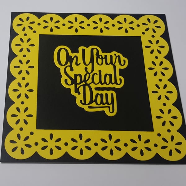 On Your Special Day Greeting Card - Black and Yellow