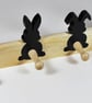 Wooden Rabbit Wall-Mounted Pine Coat Rack – with 4 Rabbit Tail Hooks - Image 2