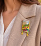 Needle felted & hand embroidered landscape safety pin brooch.(No.3) - Image 3