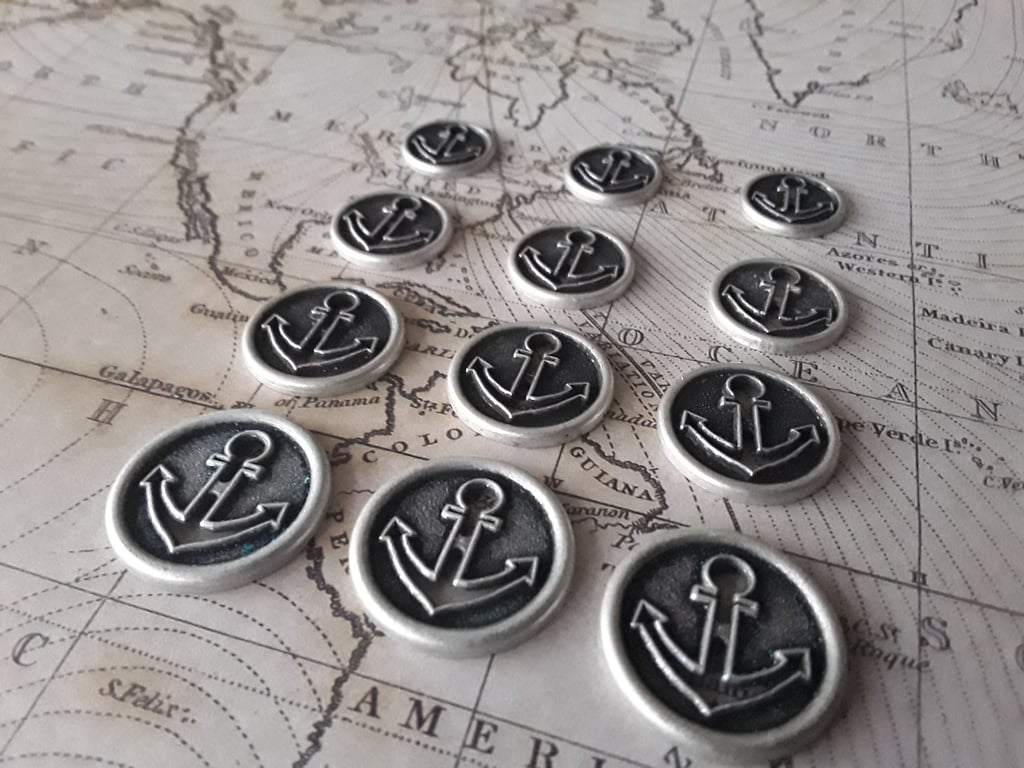 15mm 18mm 21mm 23mm Italian Antique Silver Anchor buttons