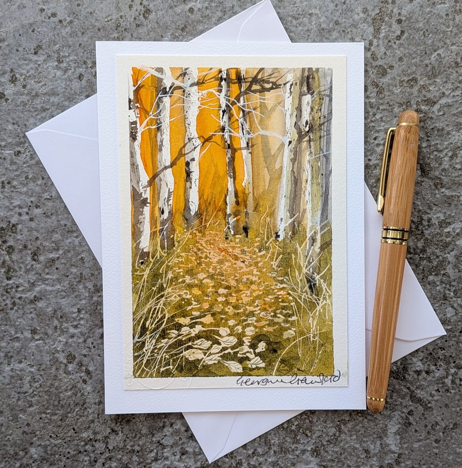 Leaf Fall. Blank Card. Original Painting 260196