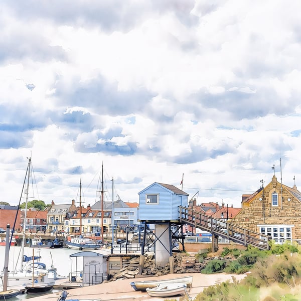 Wells-Next-The-Sea Greeting Card A5 Boat Tide House 