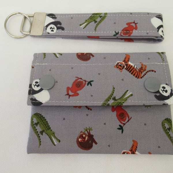 Asian Animals themed Wallet and Key Fob Set