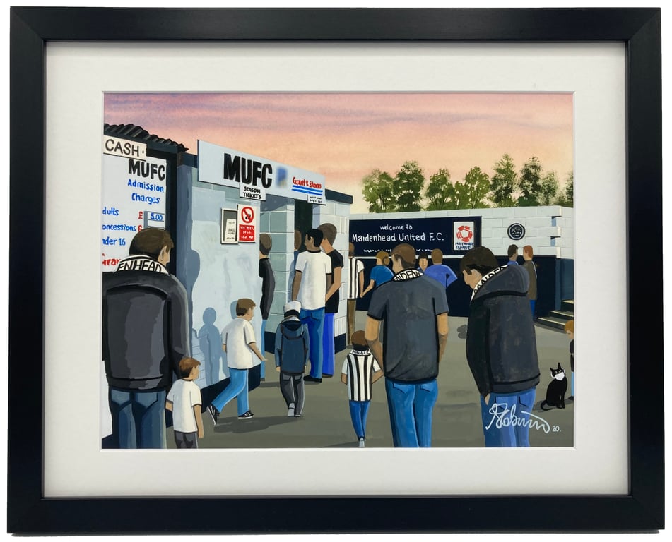 Maidenhead Utd F.C, York Road Stadium, High Quality Framed Football Art Print.