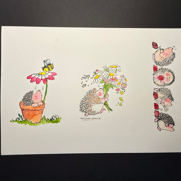 A4 card topper page using Penny Black stamps - Hedgehogs