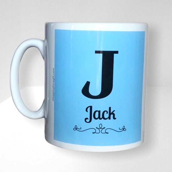 Personalised Boys Name, Initial mug. Mugs for boys for birthday and Christmas