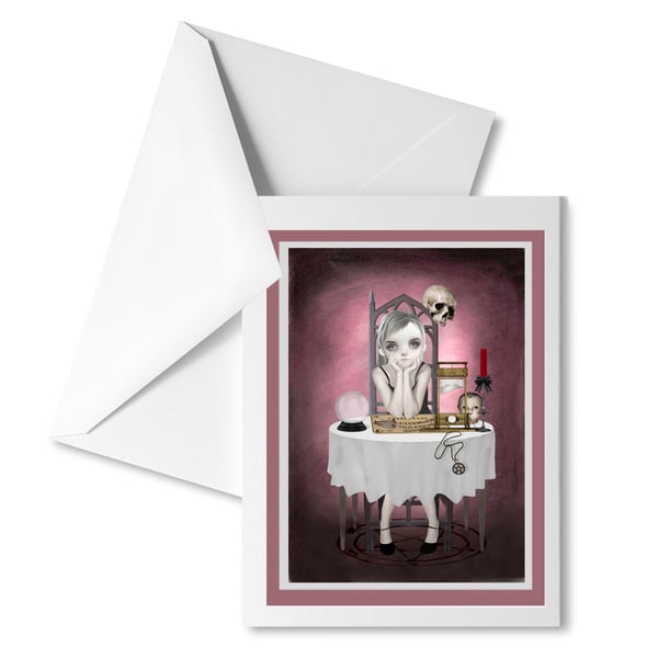 Creepy Cute Art Greeting Card - The Girl Next Door