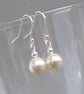 Simple Cream Pearl Earrings - Ivory Dangly Drop Earring - Wedding Jewellery Gift
