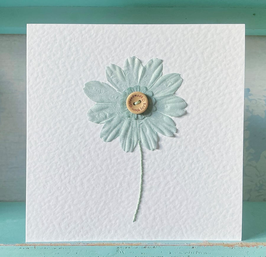 Hand Embroidered Daisy Card. Valentines Card. Blank Card. Anniversary Card.