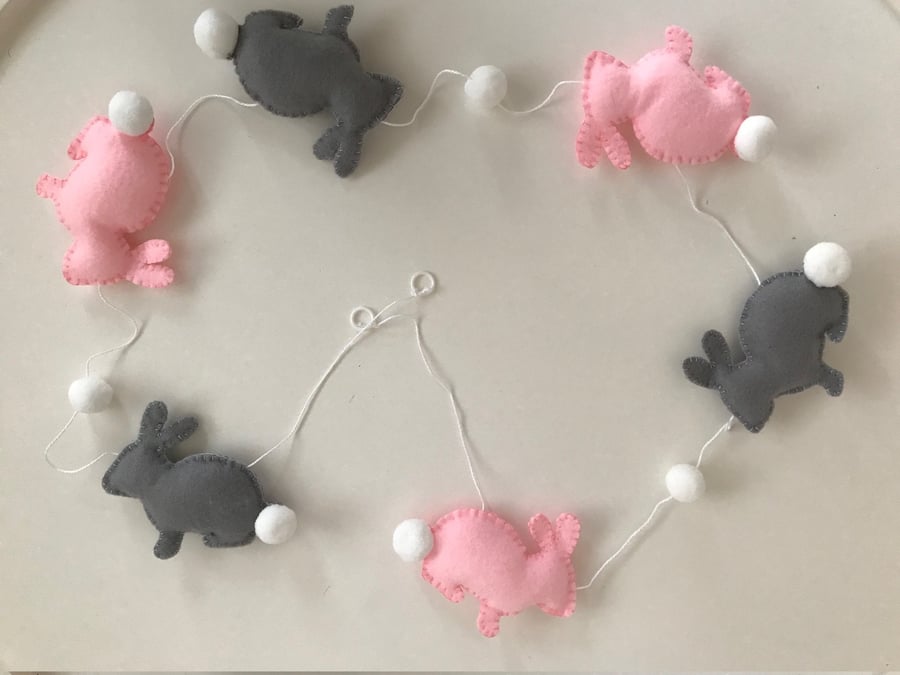 Felt Rabbit Decoration, Felt Easter Bunny Garland, Easter Garland, Rabbit Garlan