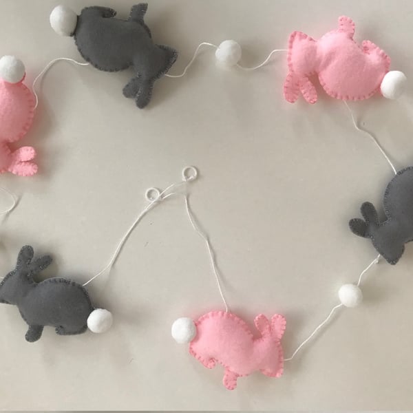 Felt Rabbit Decoration, Felt Easter Bunny Garland, Easter Garland, Rabbit Garlan