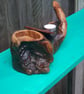 Hand-carved rustic wood pipe stand - Image 2
