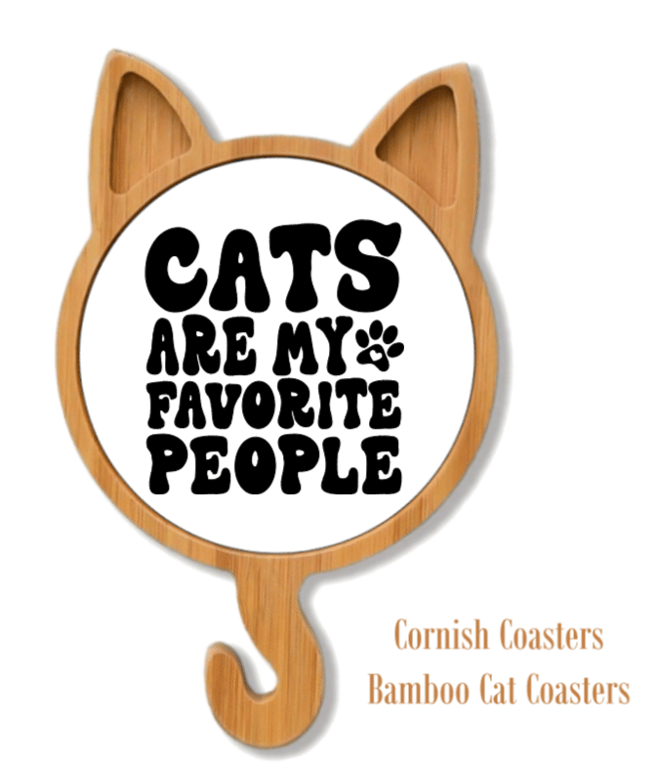 Cat Words Bamboo Coaster or Wall Hanger – Design 2