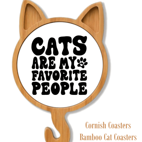 Cat Words Bamboo Coaster or Wall Hanger – Design 2