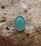 Small simple oval Green Aventurine pendant Necklace. Reiki charged - Image 1