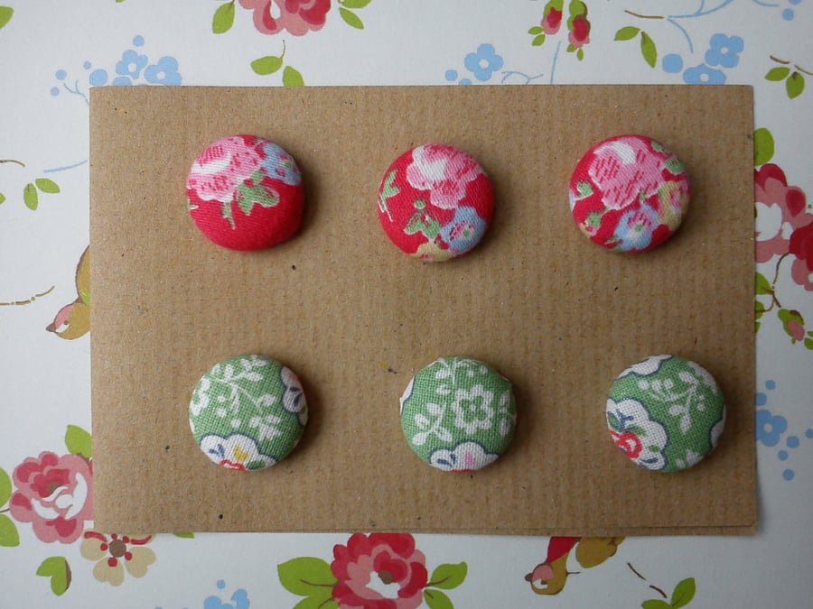 Cath Kidston fabric covered button fridge magnets rose spray