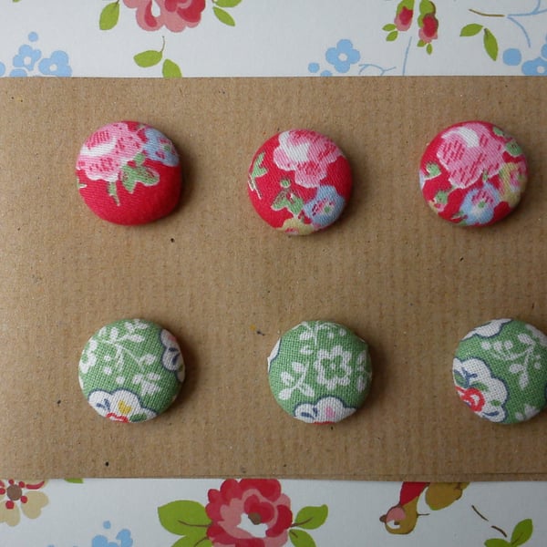 Cath Kidston fabric covered button fridge magnets rose spray