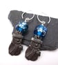 blue lampwork glass snowman earrings - Image 2