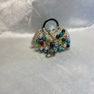 Charm, mini-bag charm, crochet beaded charm.