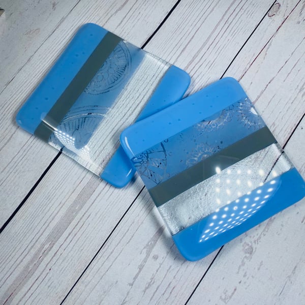 Pretty fused glass coasters ( pair) 