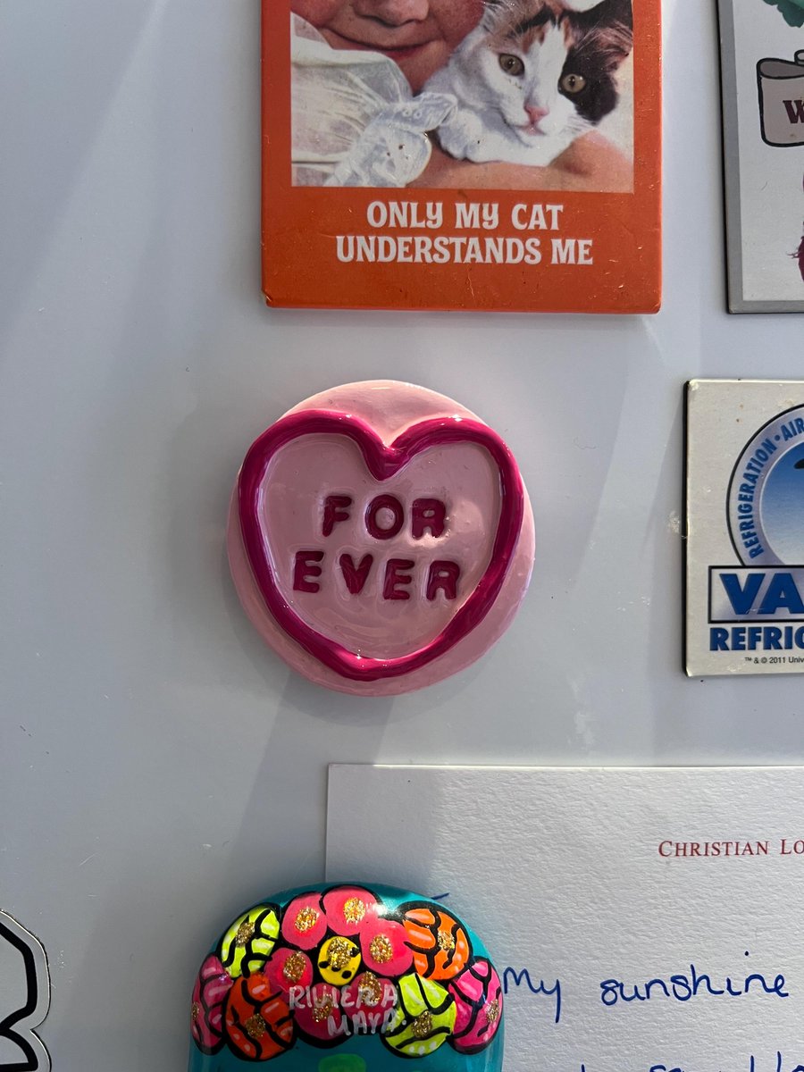 Image of Handmade Love Heart Fridge Magnet - Retro Sweet 'For Ever'