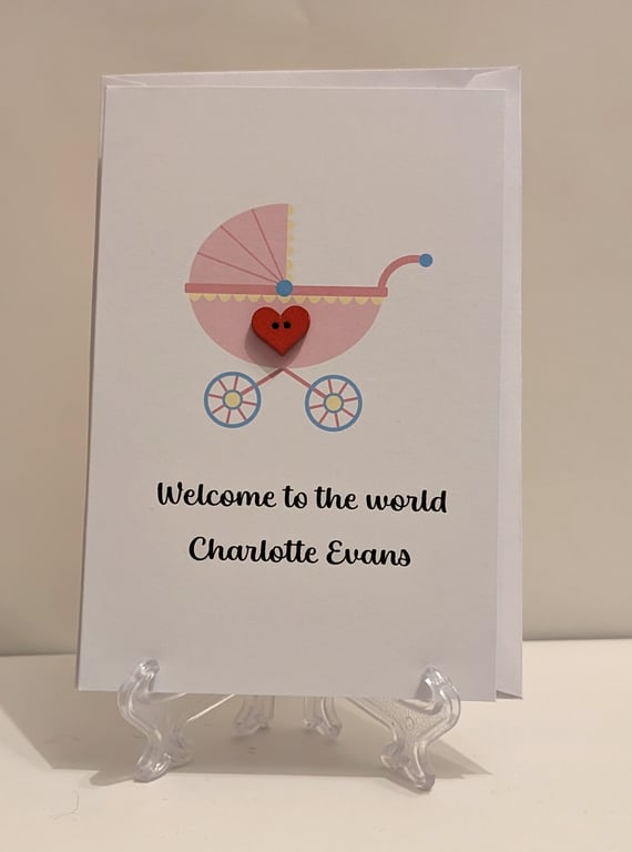 Personalised Welcome to the world Baby girl greetings card