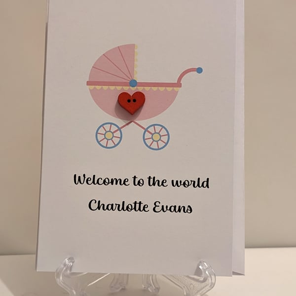 Personalised Welcome to the world Baby girl greetings card